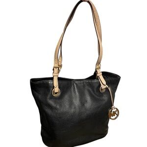 Michael Kors Black Pebbled Leather Tote Style Bag